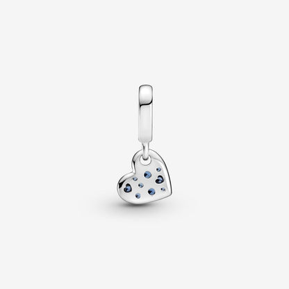 Stellar Blue Pavé Tilted Heart Dangle Charm