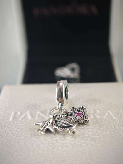 Airplane, Globe & Suitcase Dangle Charm