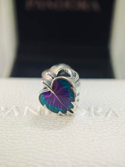 Purple & Green Leaf Charm