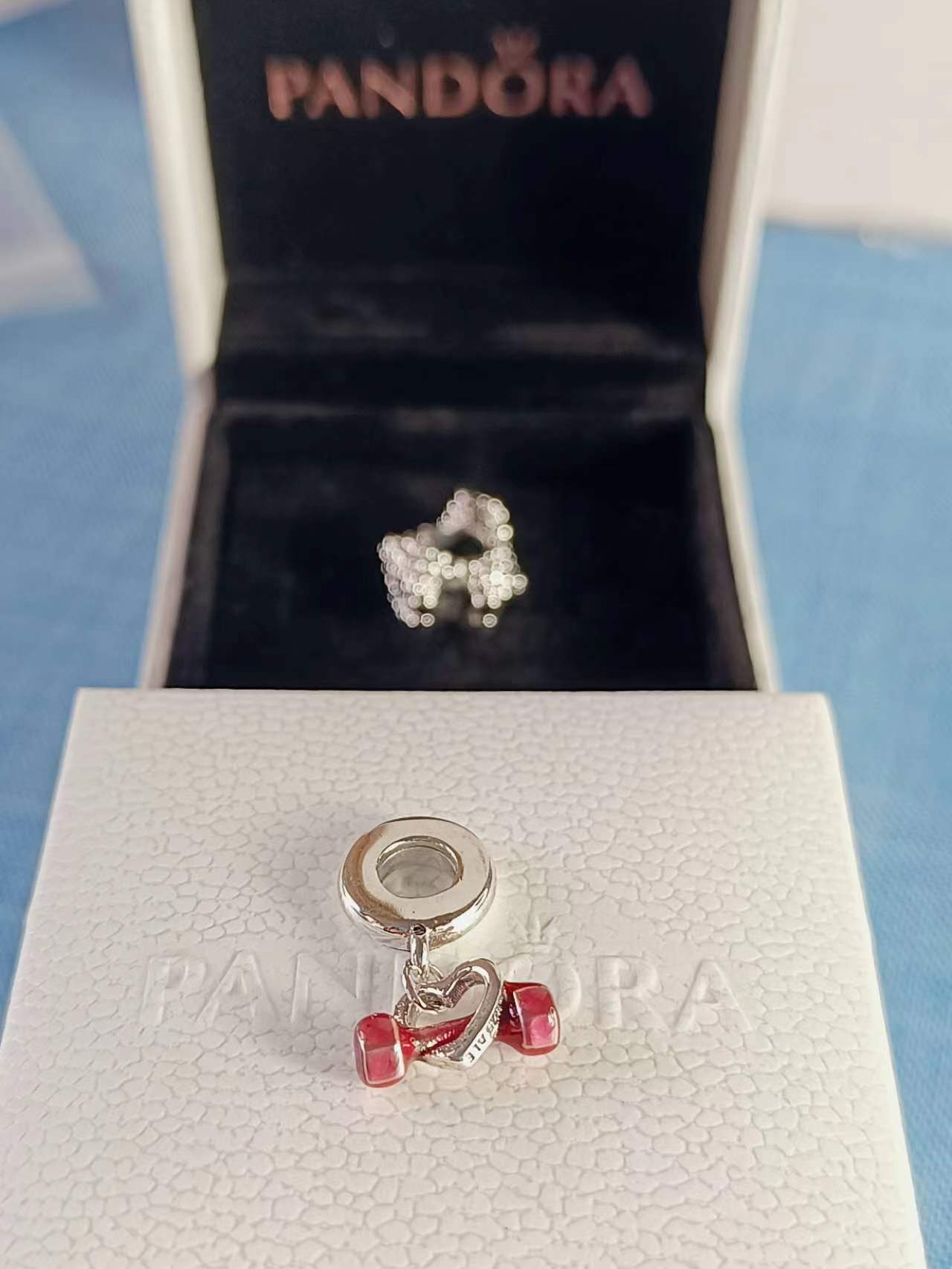 Dumbbell & Heart Dangle Charm