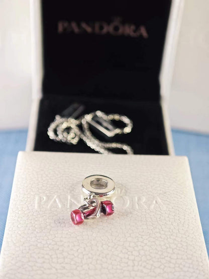 Dumbbell & Heart Dangle Charm