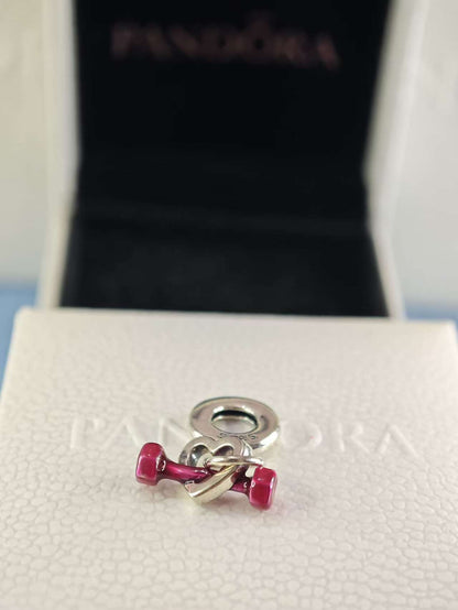Dumbbell & Heart Dangle Charm