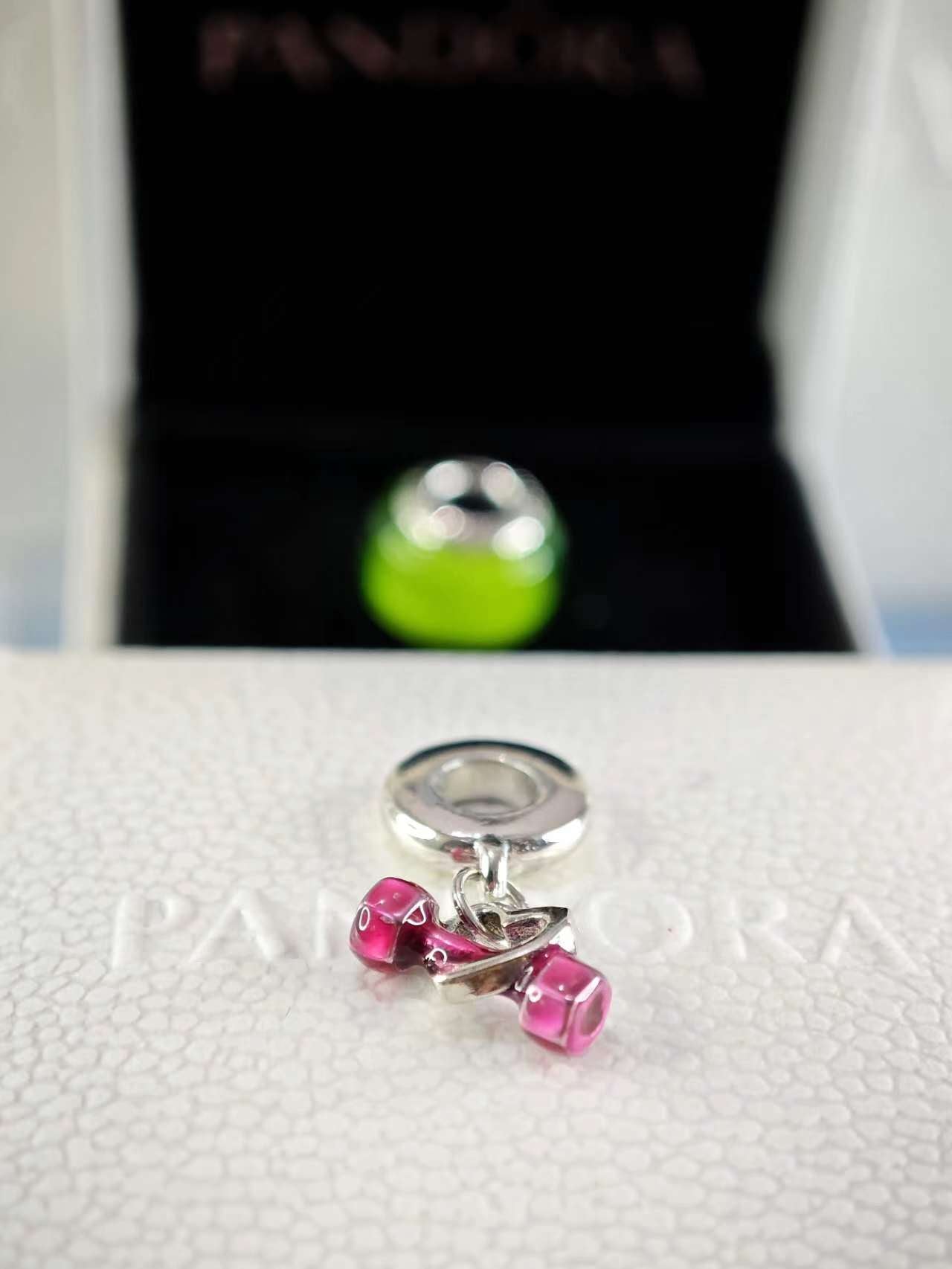 Dumbbell & Heart Dangle Charm