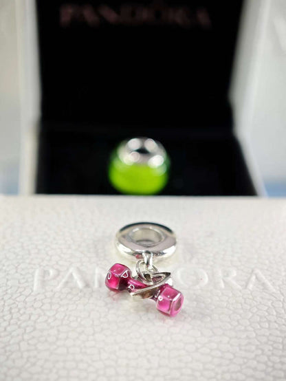 Dumbbell & Heart Dangle Charm