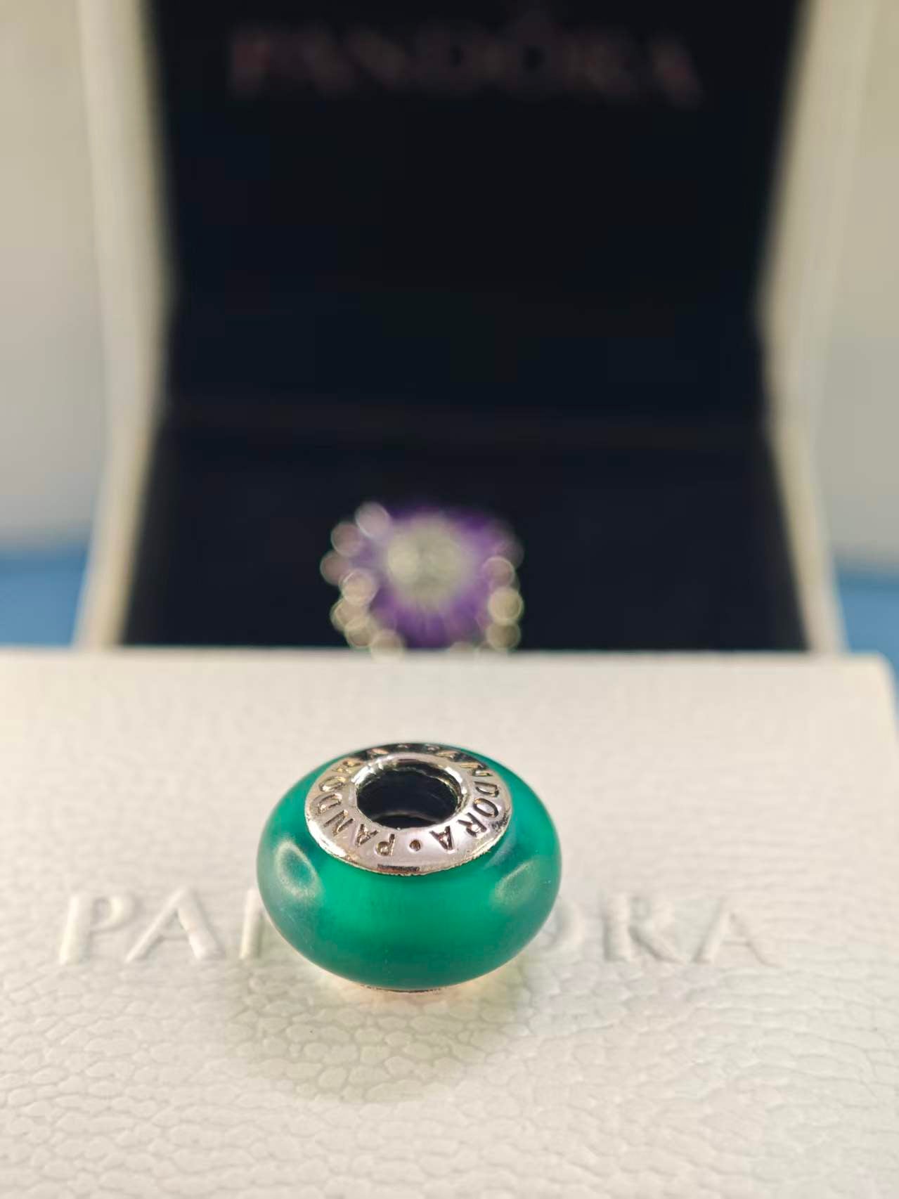 Matte Green Murano Glass Charm