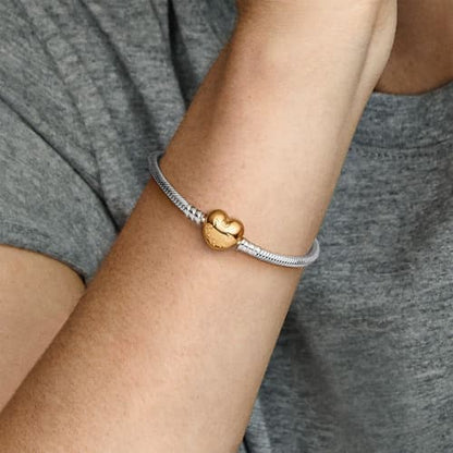 Sterling Bracelet with Shine Heart Clasp
