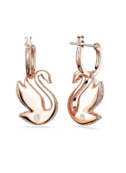 Iconic Swan Hoop Earrings, Rose-Gold Tone Plated