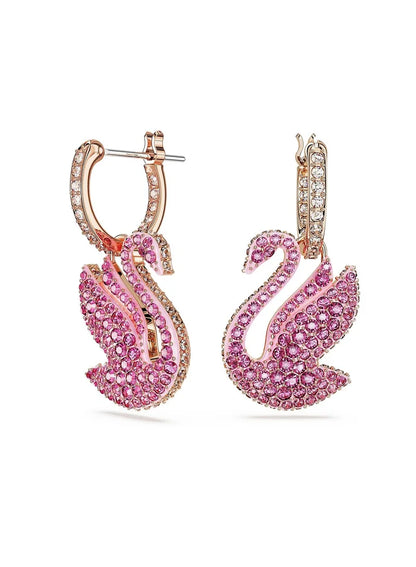 Iconic Swan Hoop Earrings, Rose-Gold Tone Plated