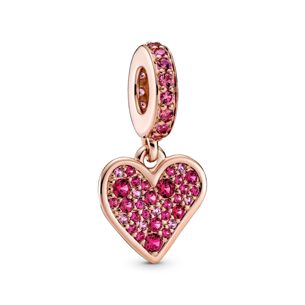 Ruby Red Freehand Heart Dangle Charm