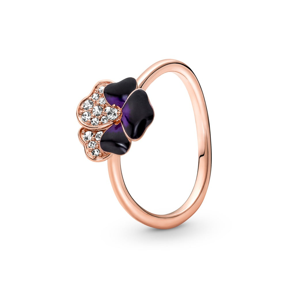Rose Deep Purple Pansy Ring