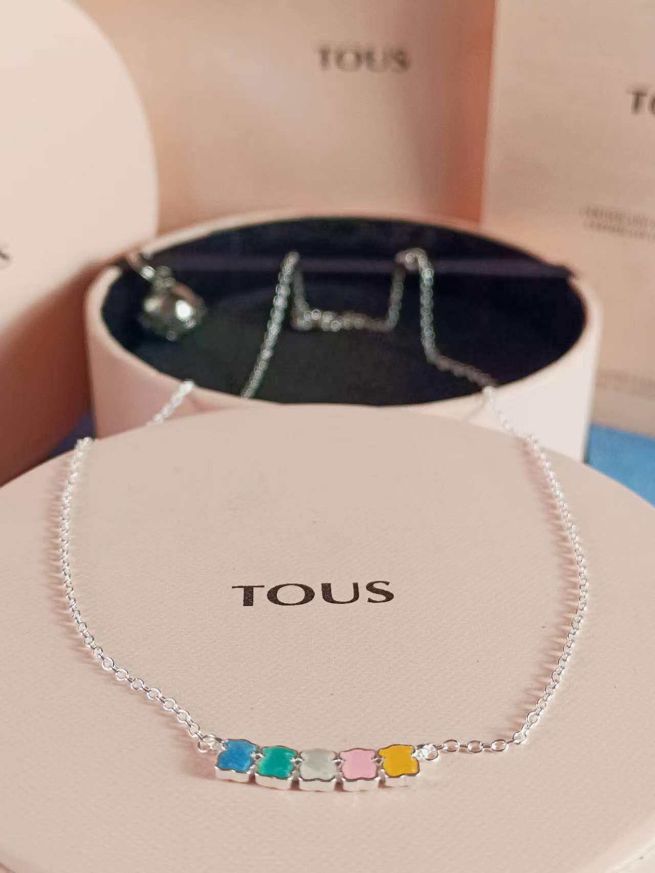 Mini Color Necklace in Silver with Gems