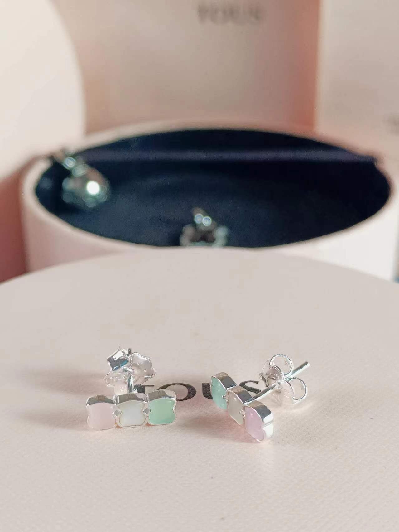 Mini Colour Earrings Made of Silver with Gemstones, Sterling Silver