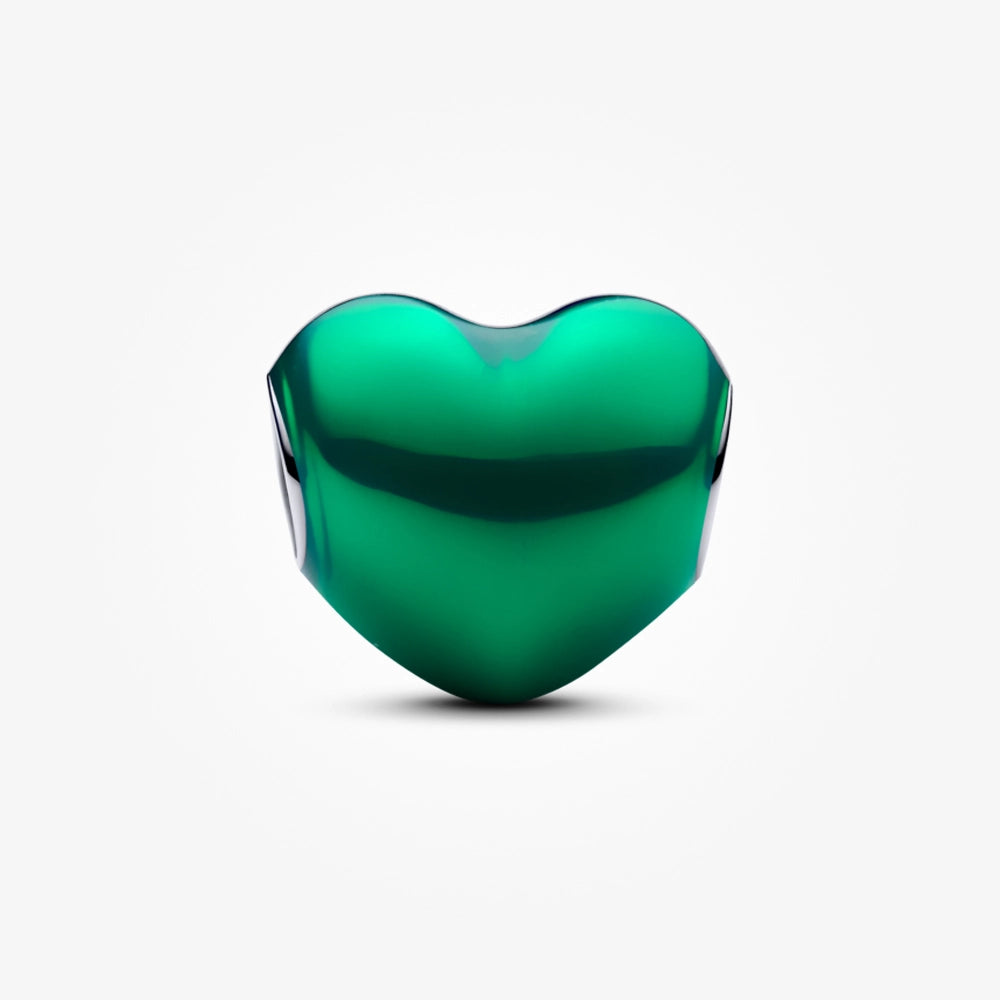 Metallic Green Heart Charm