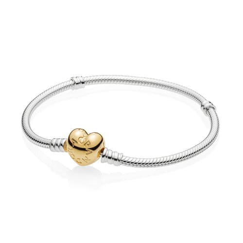 Sterling Bracelet with Shine Heart Clasp