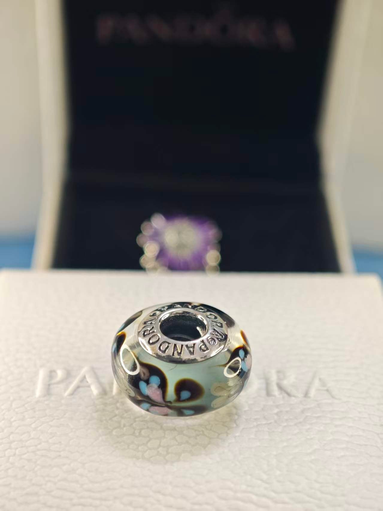 Butterfly Kisses Blue Murano Glass Charm