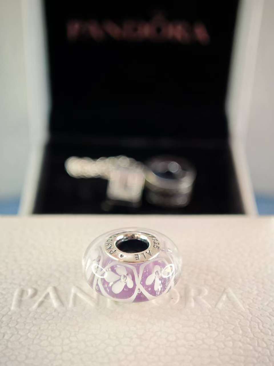 Purple Field of Flowers Murano Glass Charm