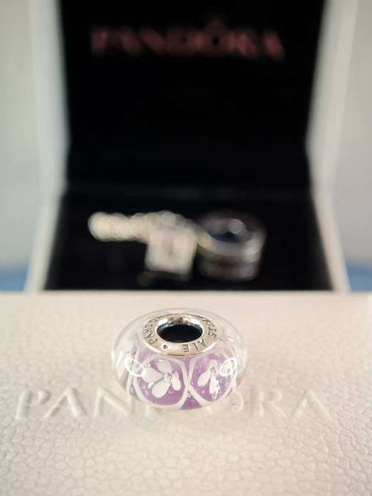 Purple Field of Flowers Murano Glass Charm