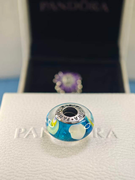 Iridescent Rainbow Murano Glass Charm