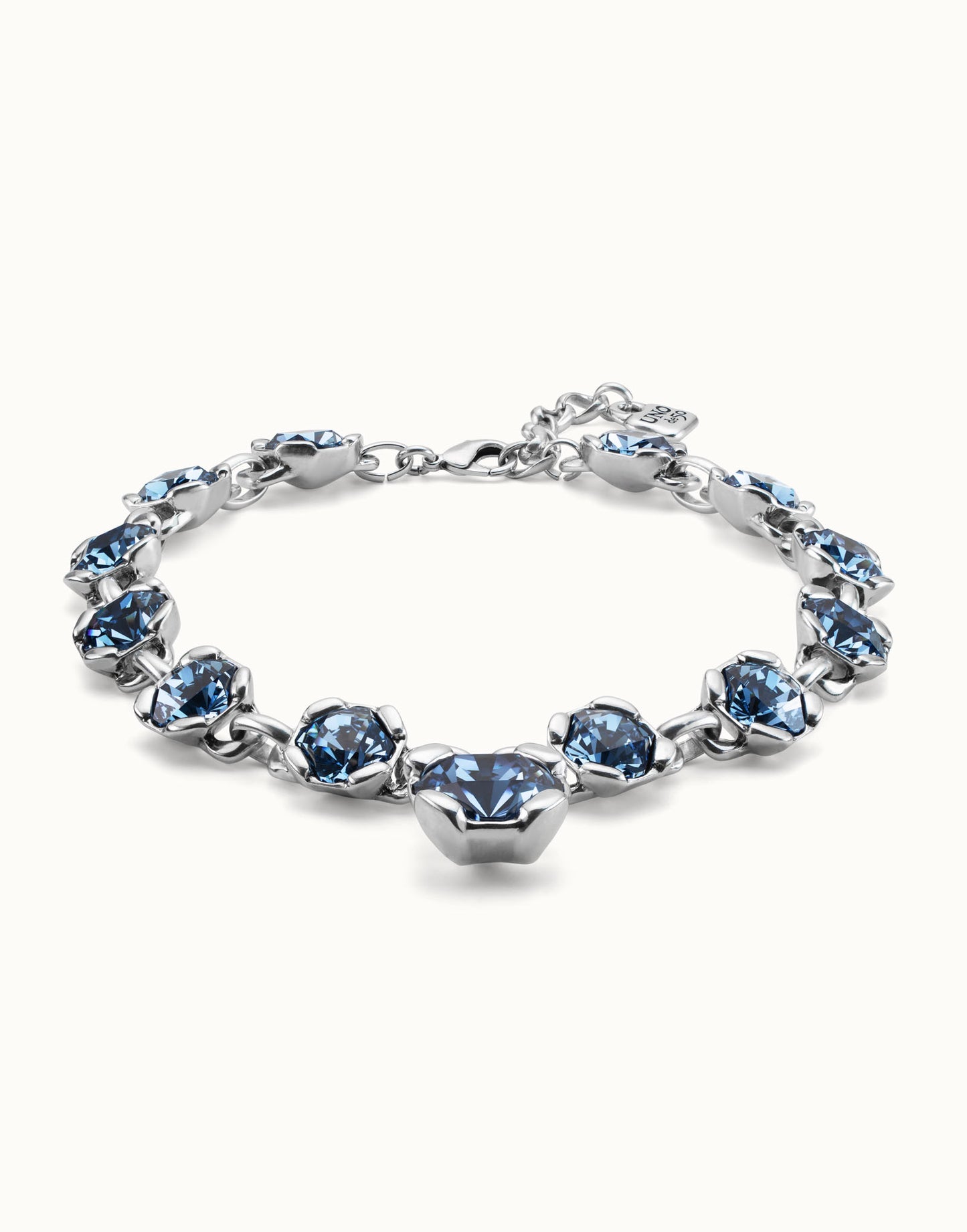 Sterling silver-plated necklace with 12 faceted blue crystals 40CM+6CM