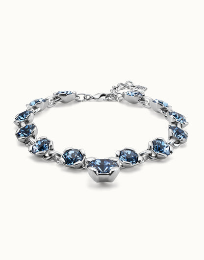 Sterling silver-plated necklace with 12 faceted blue crystals 40CM+6CM
