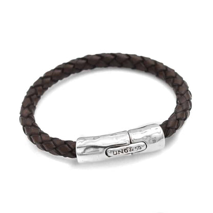 Bracelet Stable Brown leather Sterling silver plated brass