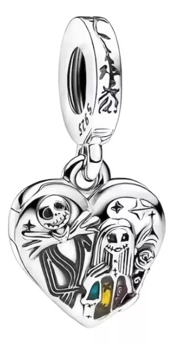 The Nightmare Before Christmas Sally and Jack Heart Dangle Charm