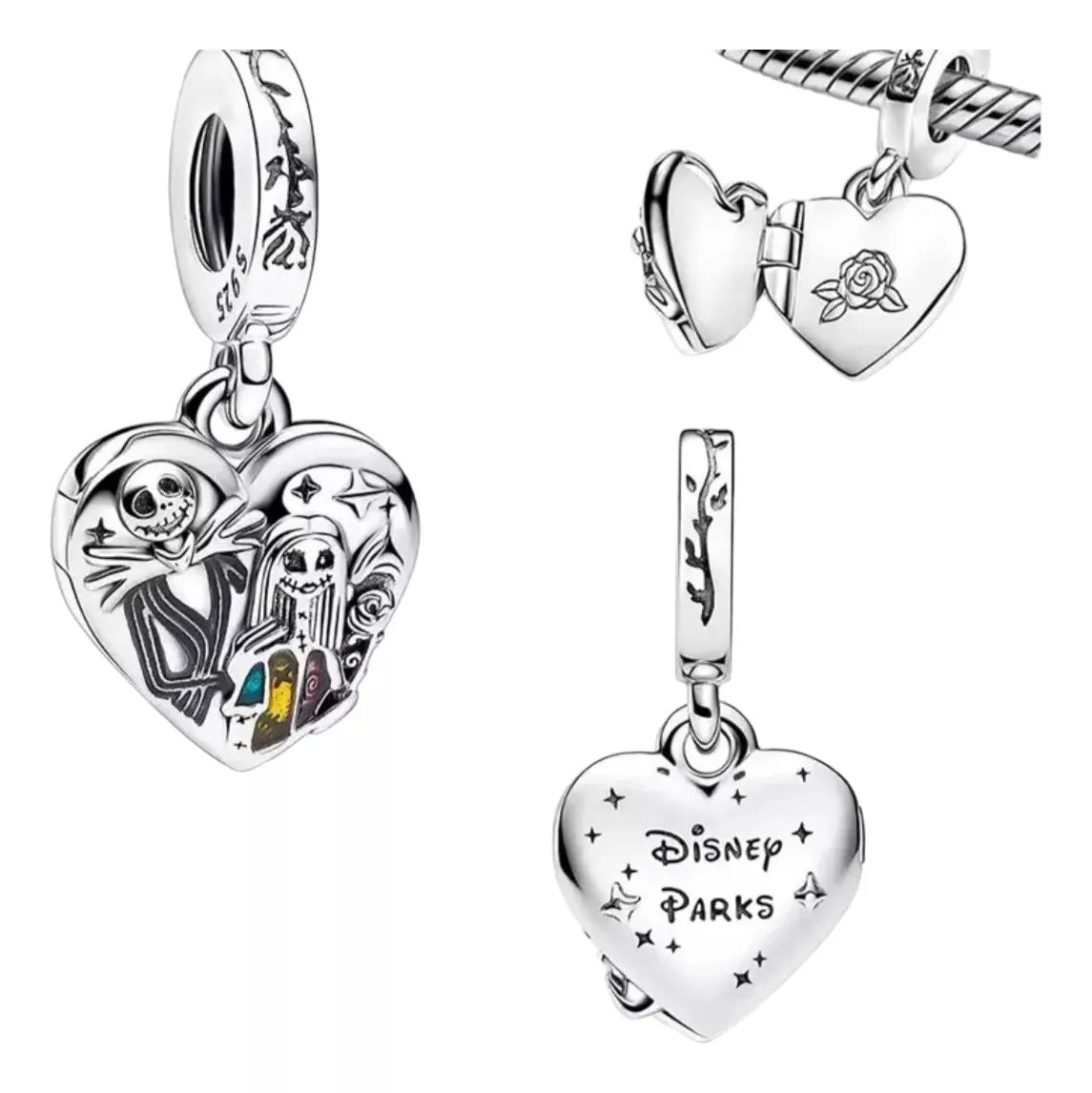 The Nightmare Before Christmas Sally and Jack Heart Dangle Charm