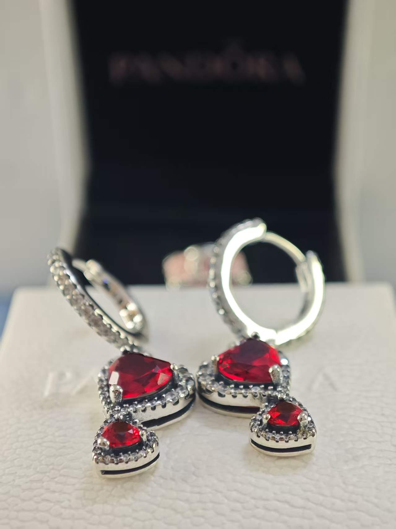 Red Halo Hearts Hoop Earring
