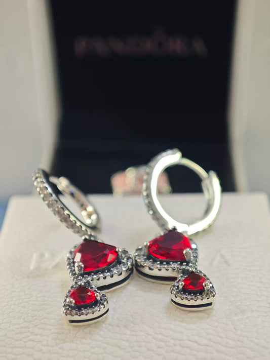 Red Halo Hearts Hoop Earring
