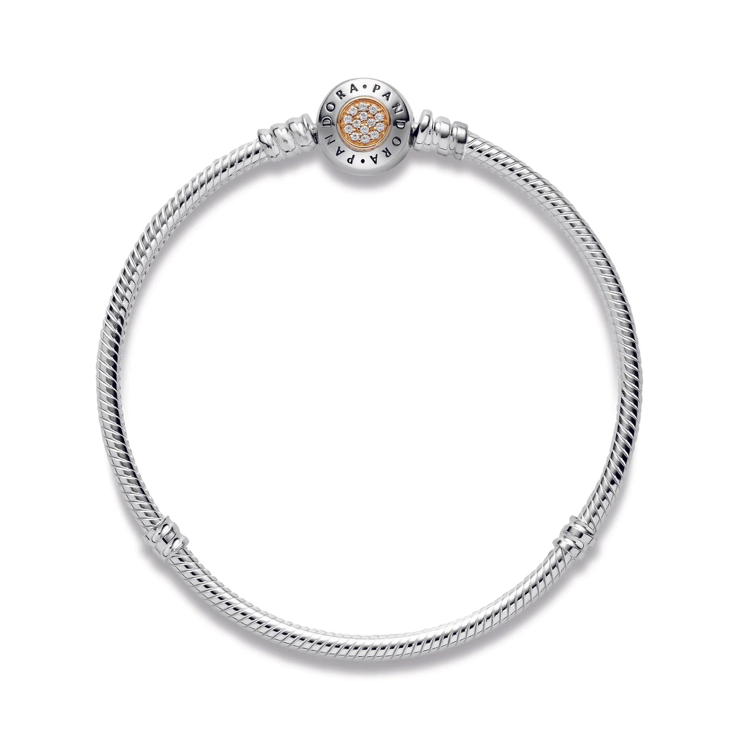 Sterling Silver Signature Bracelet with Gold Clasp