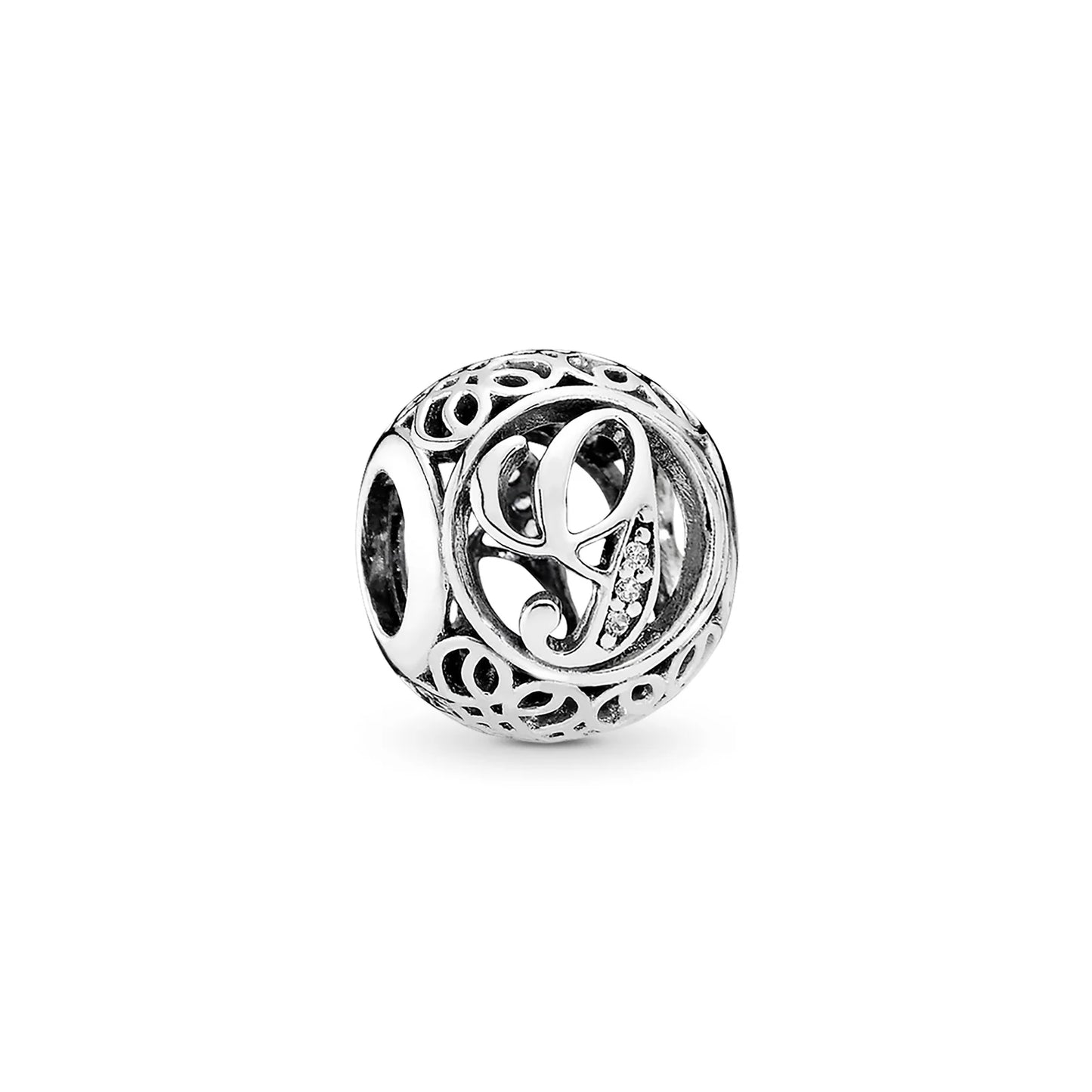 Vintage Letter G Charm with Clear Zirconia