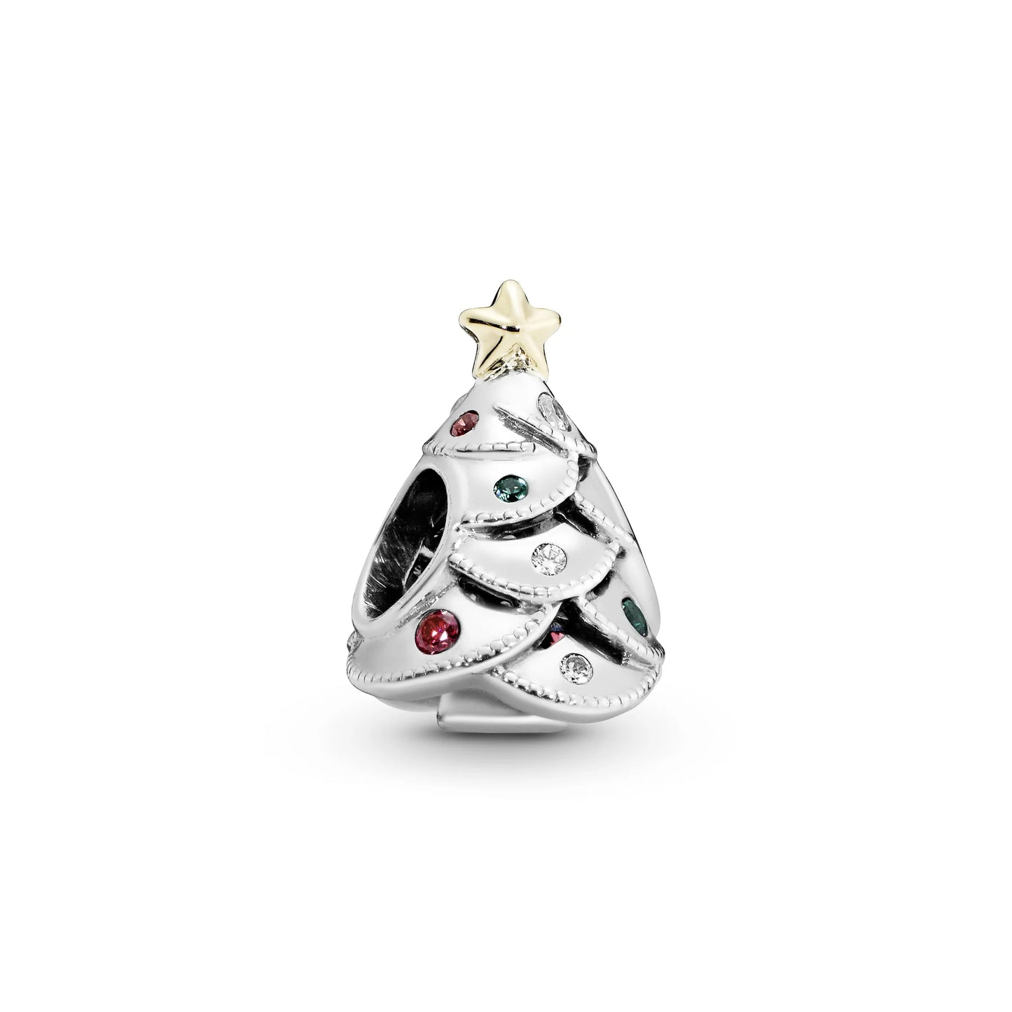 Gold Plated Festive Christmas Tree with Colored Zirconia