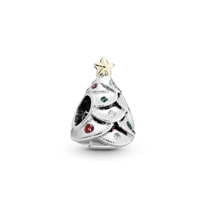 Gold Plated Festive Christmas Tree with Colored Zirconia