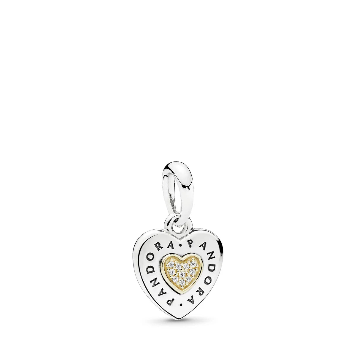 Gold-Plated Logo Heart Silver Dangle Charm