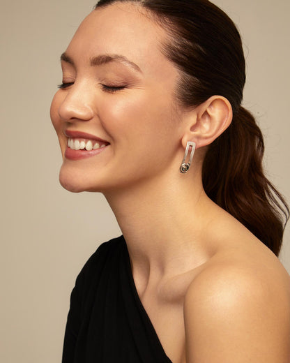 On My Own Earrings Sterling silver-plated earrings with gray crystal
