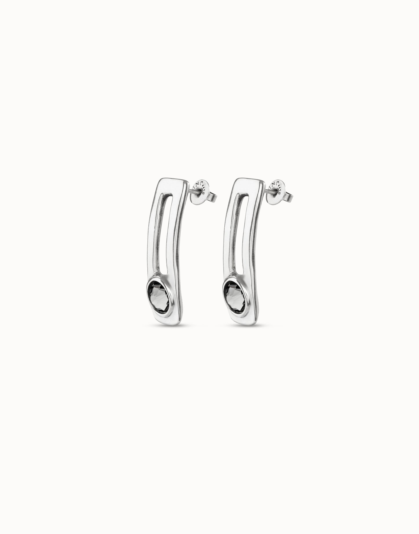 On My Own Earrings Sterling silver-plated earrings with gray crystal