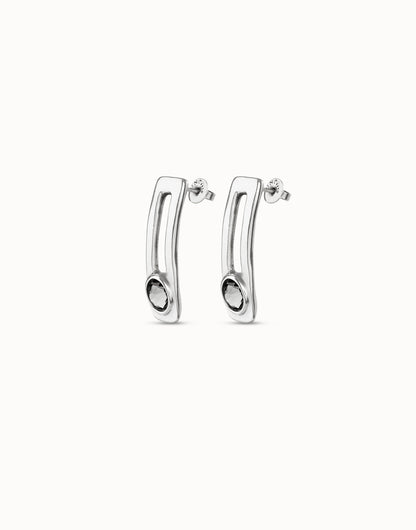 On My Own Earrings Sterling silver-plated earrings with gray crystal