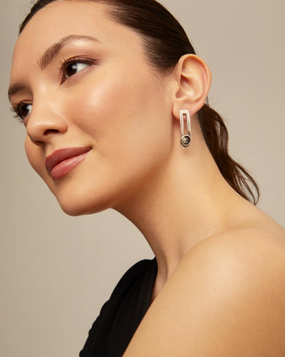On My Own Earrings Sterling silver-plated earrings with gray crystal