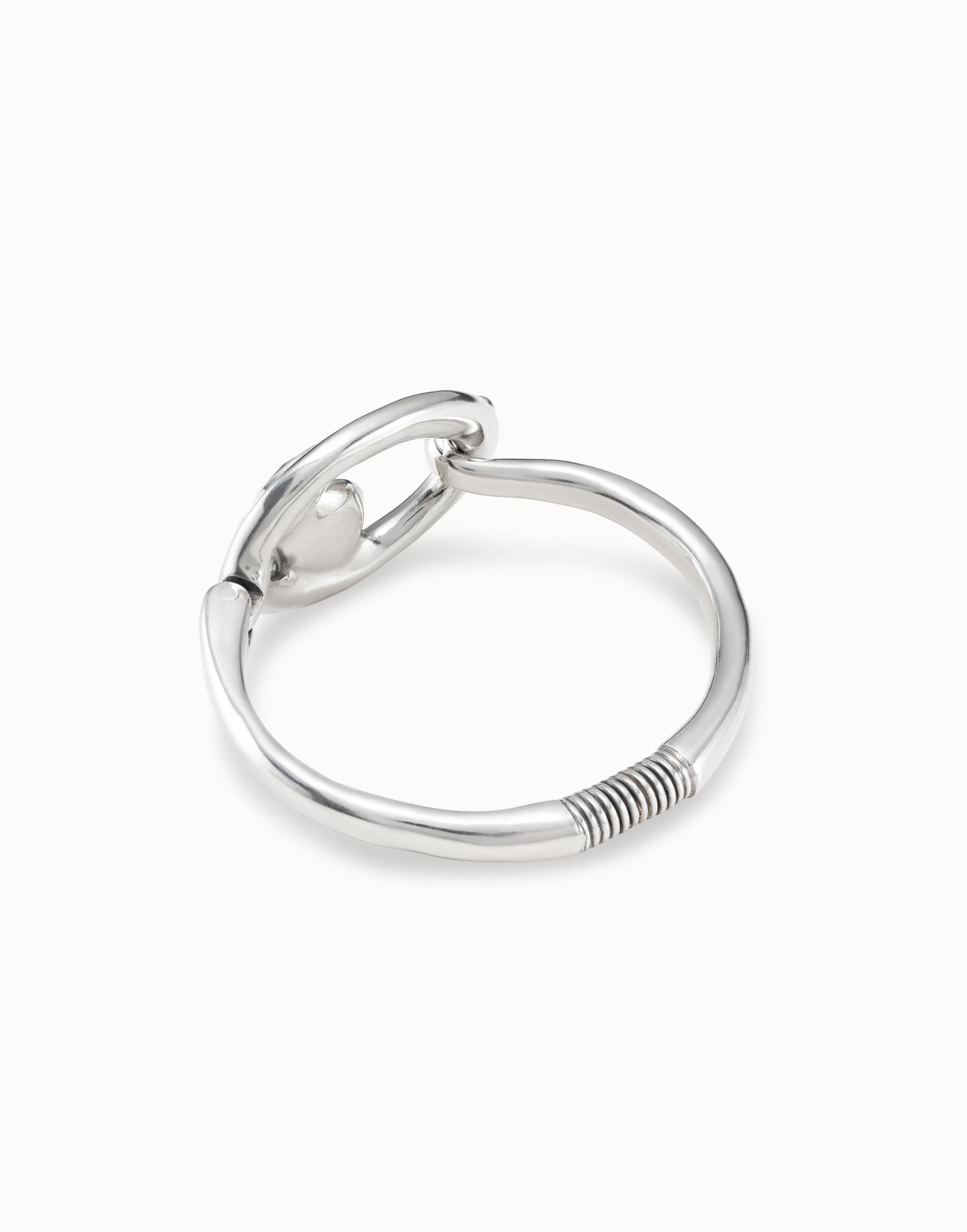 Silver bracelet with silver and greenish gray crystals