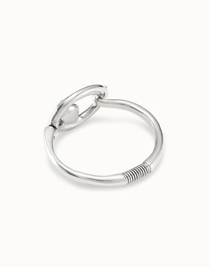 Silver bracelet with silver and greenish gray crystals
