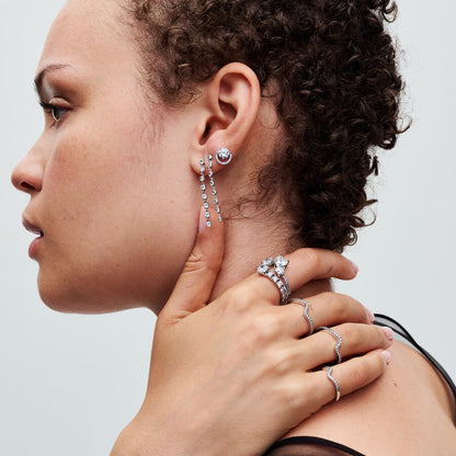 Sparkling Eight Stones Drop Earrings