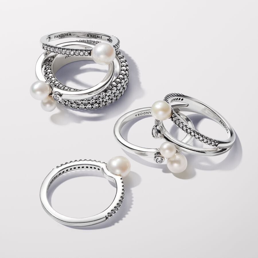Treated Freshwater Cultured Pearl & Pavé Ring