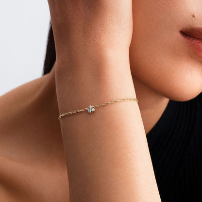 Era Bezel Lab-Grown Diamond Cluster Paperclip Chain Bracelet