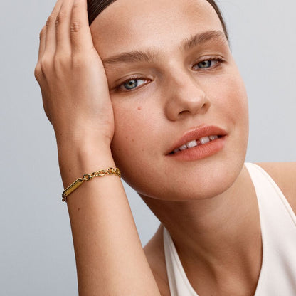 Gold-Plated Engravable Bar Link Bracelet