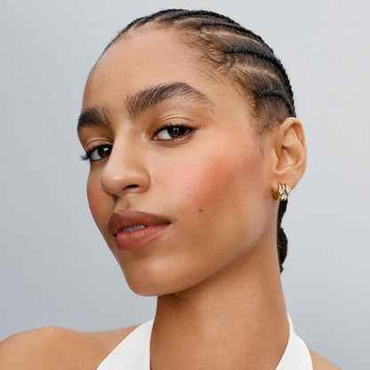 Gold-Plated Triple Heart Hoop Earrings