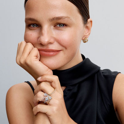 Gold-Plated Triple Heart Hoop Earrings