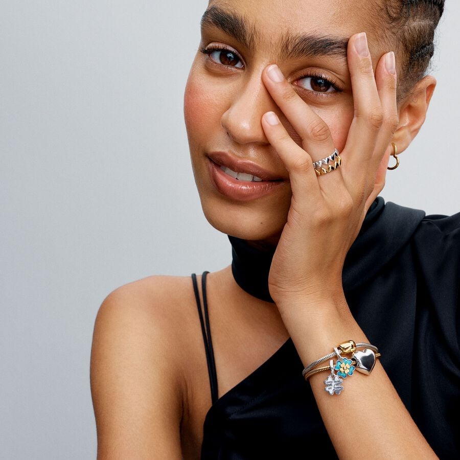Gold-Plated Row of Hearts Ring