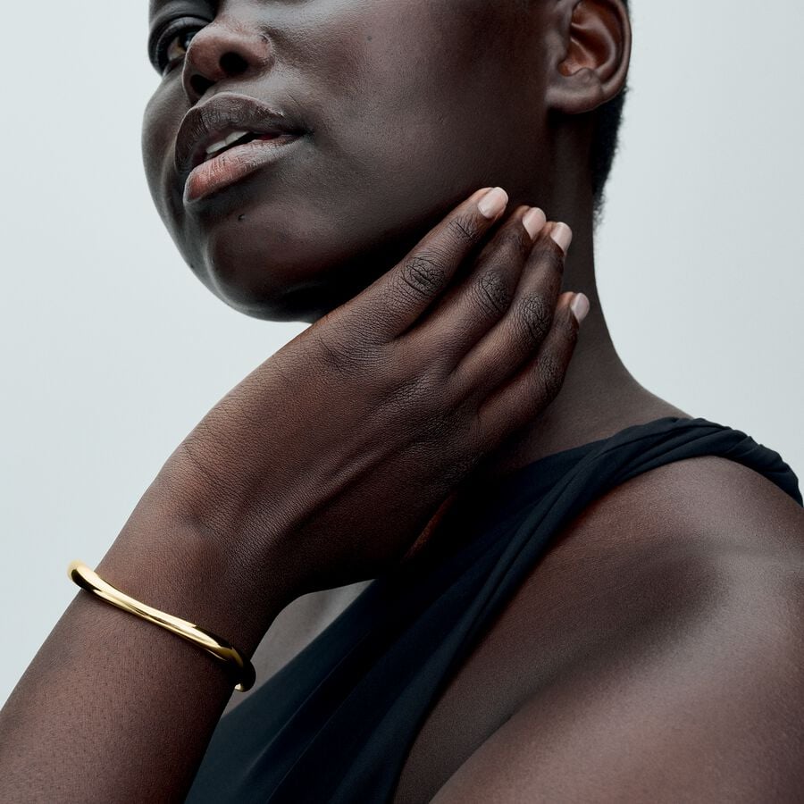 Gold-Plated Organically Shaped Open Bangle