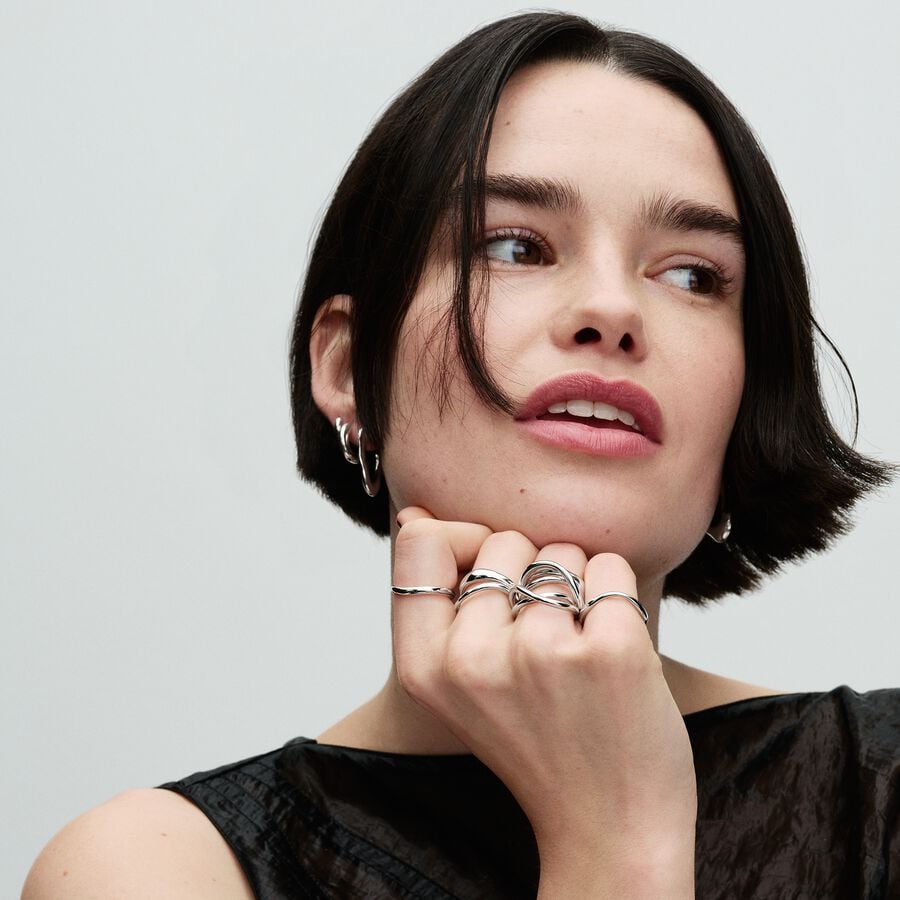 Silver Organically Shaped Band Ring