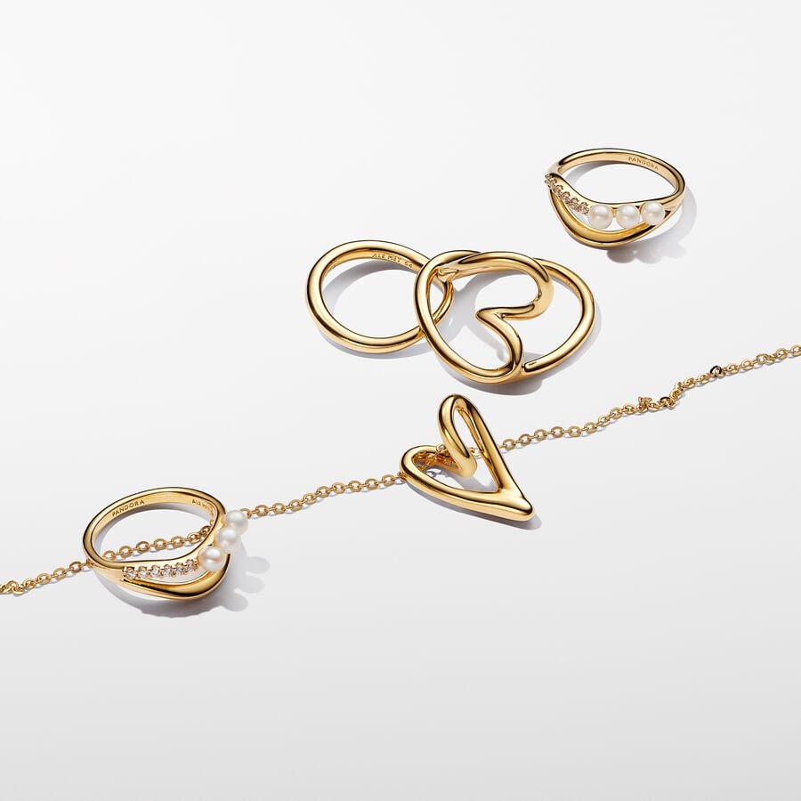 Gold Organically Shaped Heart Pendant Necklace 70CM